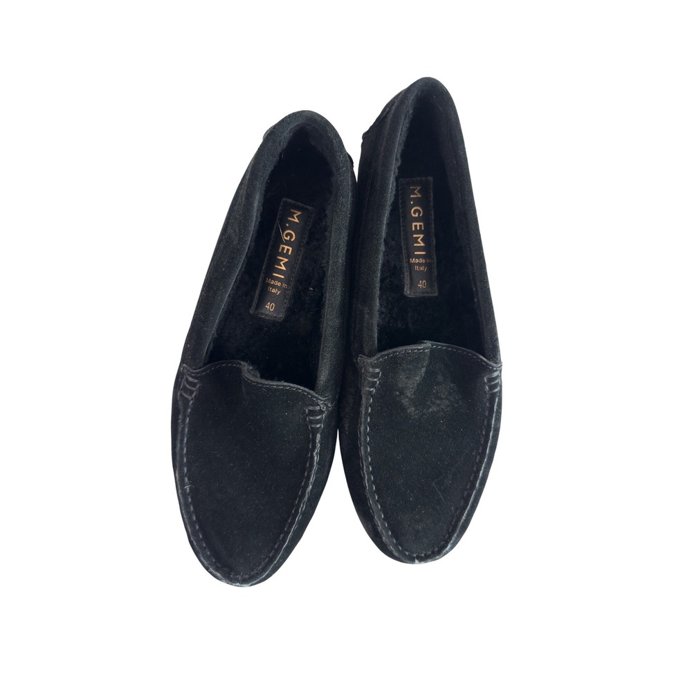 M.Gemi The Felize Suede Shearling Driving Moccasin Black -‎ size 9